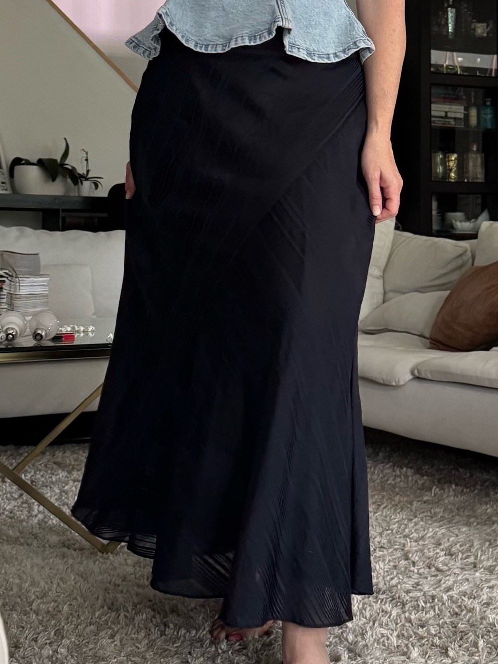 Talbots Vintage Navy A-Line Midi Skirt